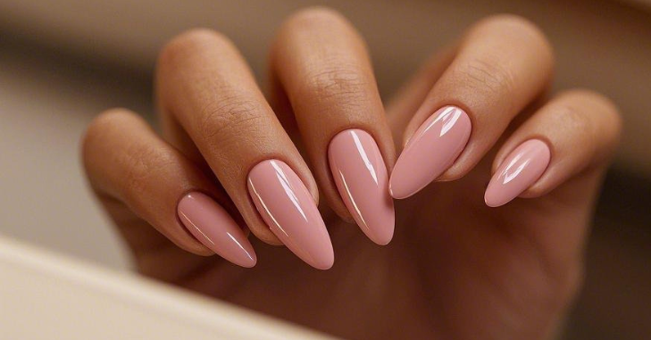 Finished almond-shaped nails